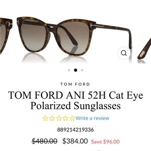 TOM FORD ANI 52H Cat Eye Polarized Sunglasses